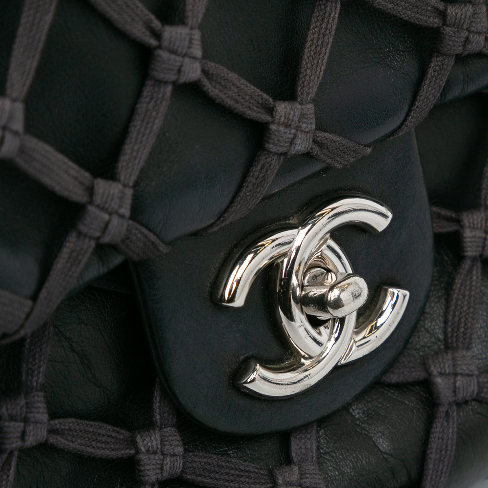 Pre-Loved Chanel Jumbo Calfskin Canebiers Net Flap - Picture 7 of 9